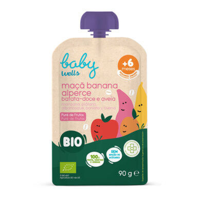 „Baby Wells“ obuolių, abrikosų ir saldžiųjų bulvių pakelis 90 g 90 g