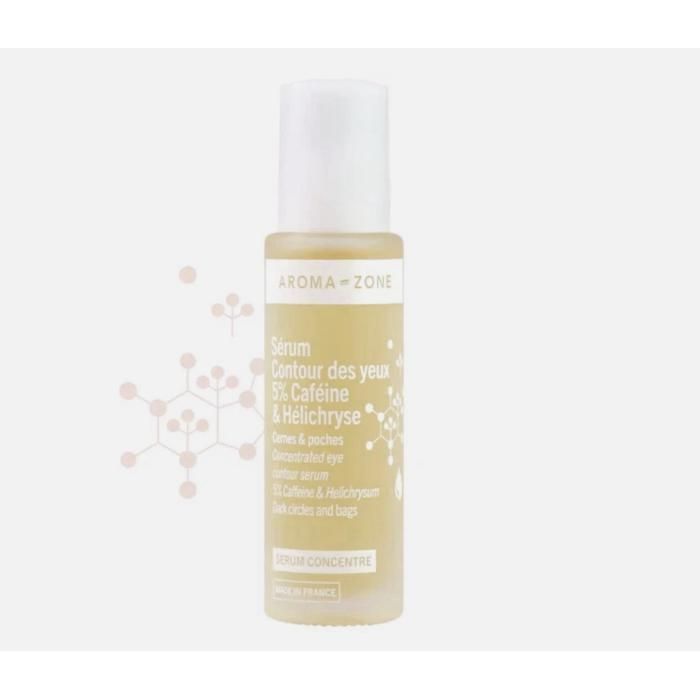 Sérum concentrado para o contorno dos olhos - Cafeína 5% e Helichrysum - Descongestionante - Reduz o inchaço e as olheiras - 100% Orgânico