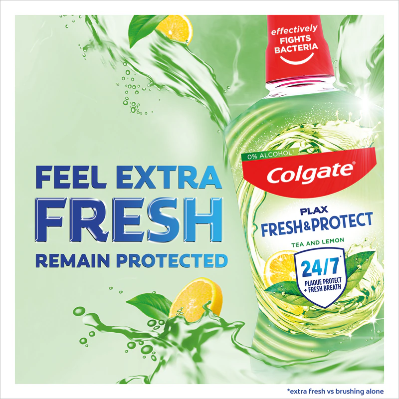 Colgate Plax ústna voda s čajom a citrónom na redukciu zubného povlaku
