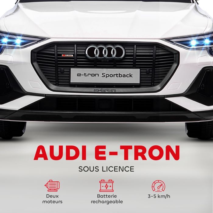 Voiture électrique enfant - HOMCOM - licence audi e-tron sportback 12V télécommande LED MP3 USB - PP - blanc