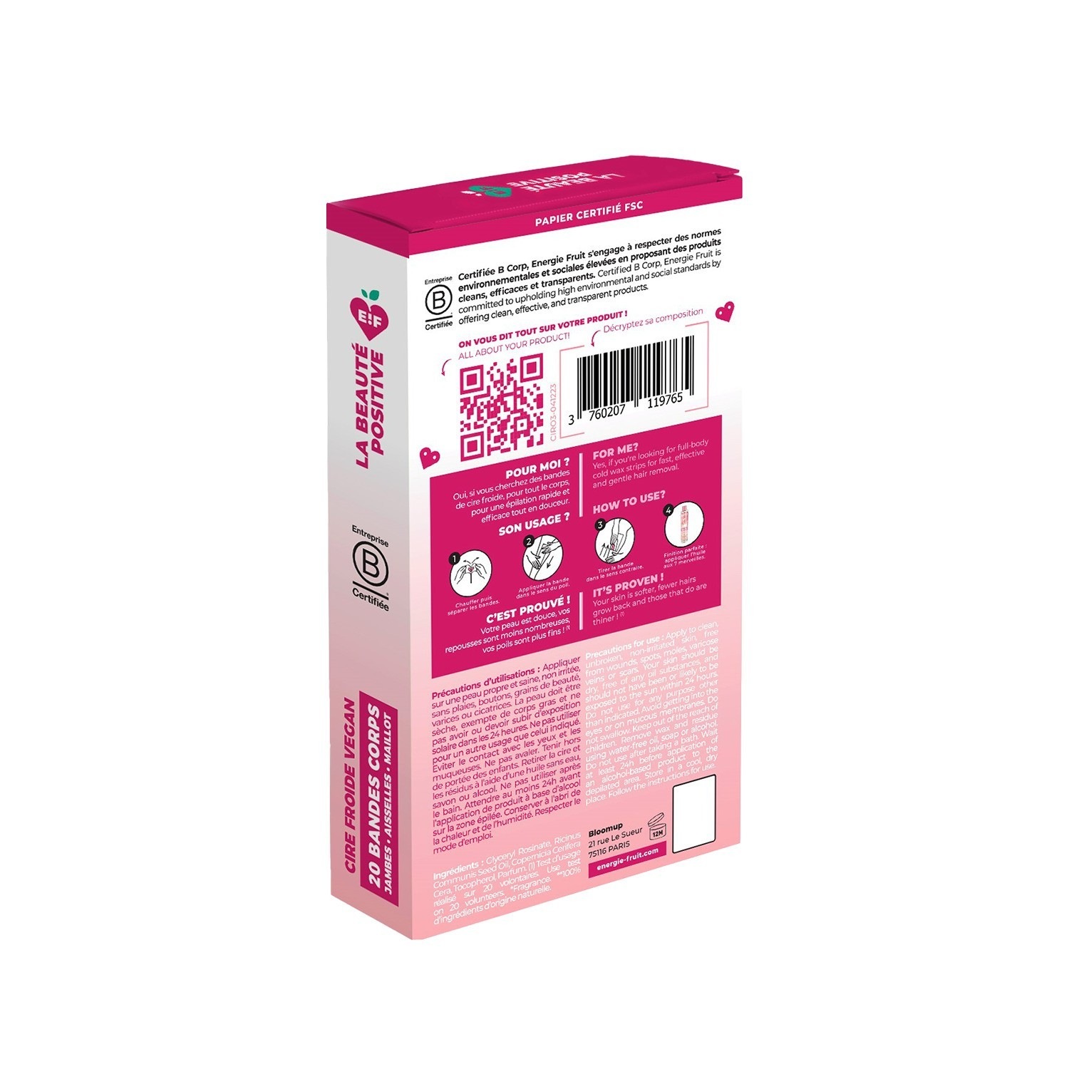 Energie Fruit cire froide vegan