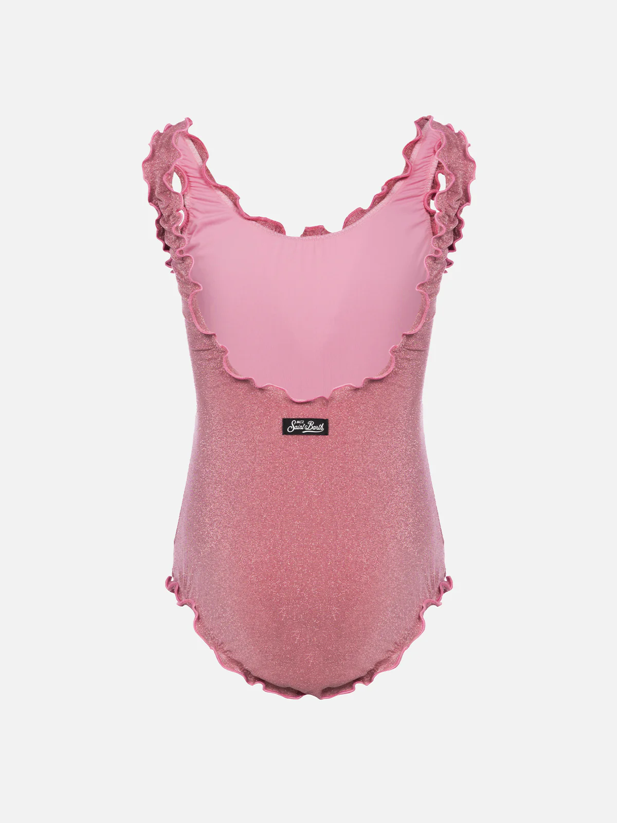 Mädchen-Badeanzug Clio aus Lurex mit kontrastierender Rüsche