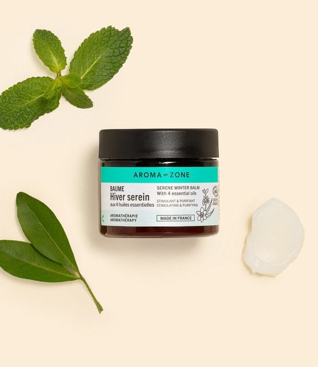 Rustgevende winterse aromatherapiebalsem met 4 essentiële oliën