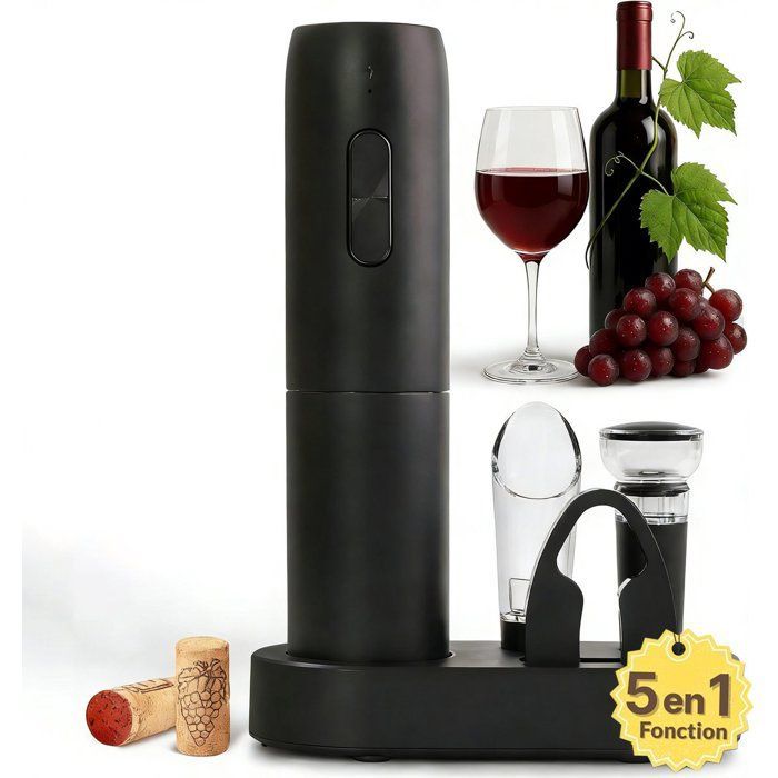 Sacacorchos eléctrico - Abrebotellas - Juego de sacacorchos eléctricos - Accesorios para abrebotellas - Sacacorchos eléctrico de lujo - Negro