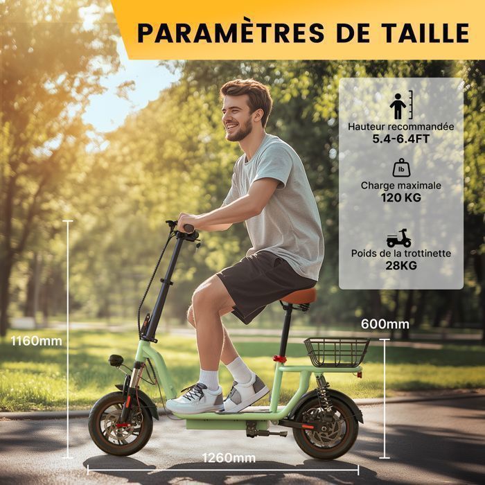 Trottinette Électrique iScooter Avec Siège Adulte 120kg Vert 12