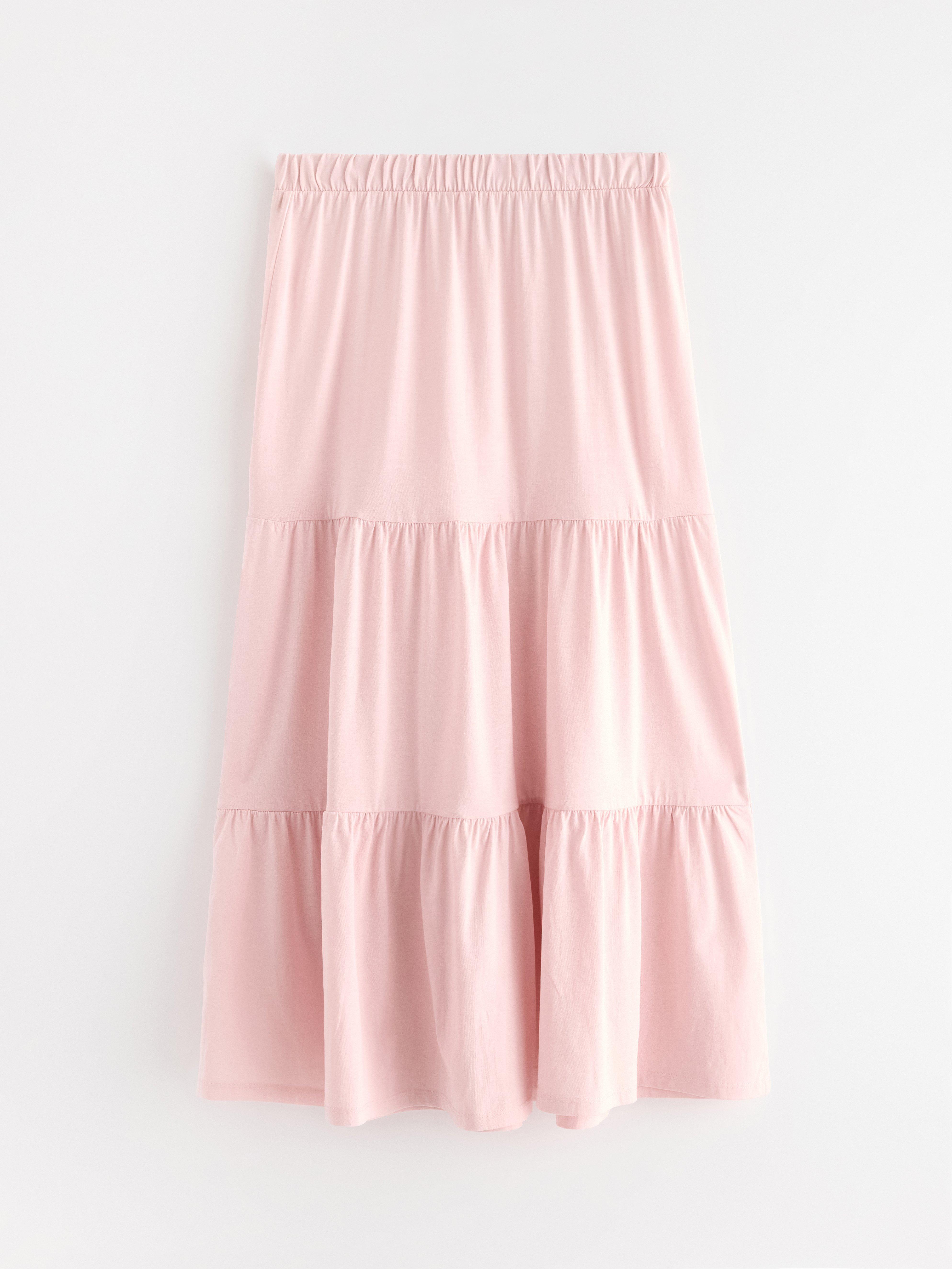Gonna lunga in jersey rosa chiaro