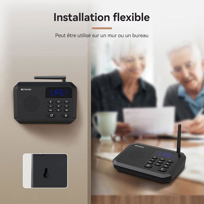 Retekess TH201 Two-Way Wireless Intercom System, 1 Mile / 2 km Range, Over 1500 Channels, Suitable for Seniors