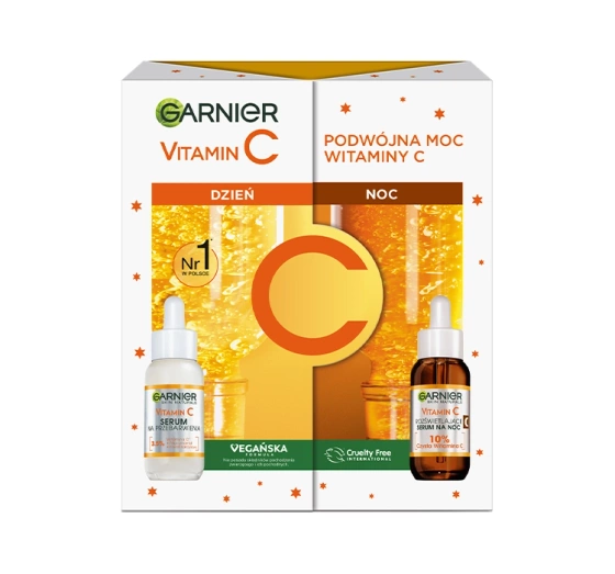 Garnier Vitamin C zestaw prezentowy serum na dzień 30 ml   serum na noc 30 ml
