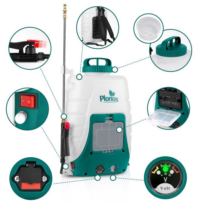 Pulvérisateur à batterie - JANSHOP - Plonos PL-601 - 8 buses interchangeables - Réservoir en PE durable