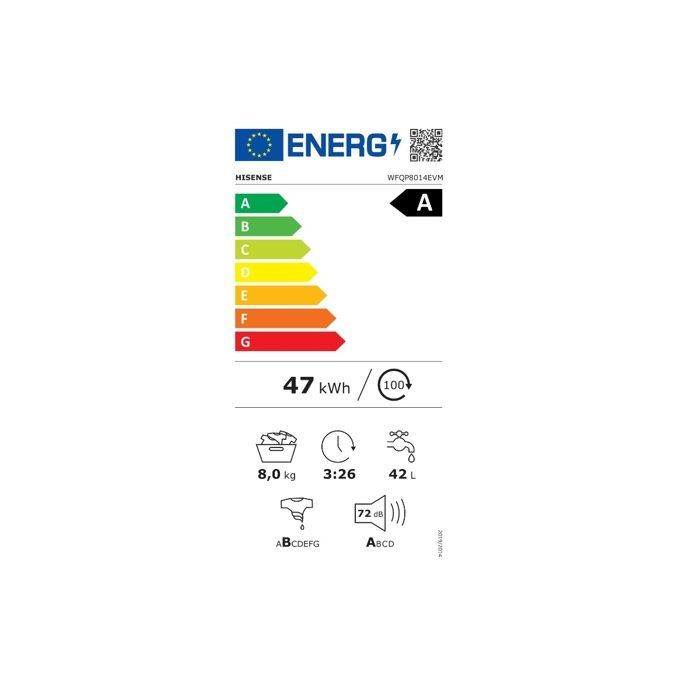 Lavadora - HISENSE - WFQP8014EVM - 8 kg - 1400 RPM - Carga frontal