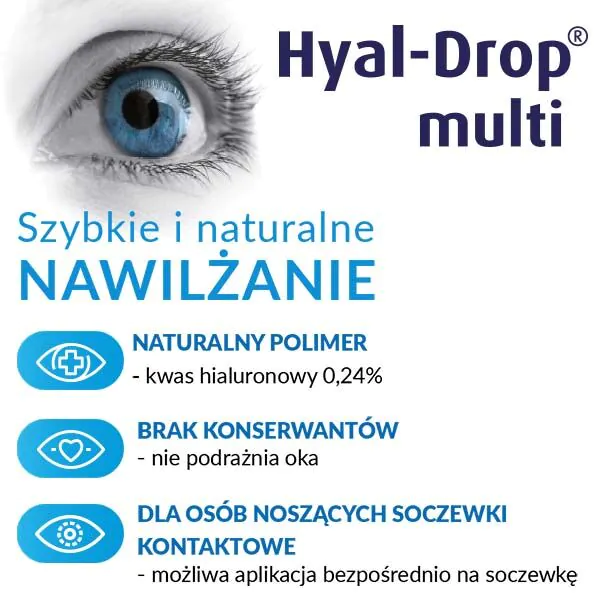 Hyal-Drop Multi, Nawilżające krople do oczu, Bez konserwantów