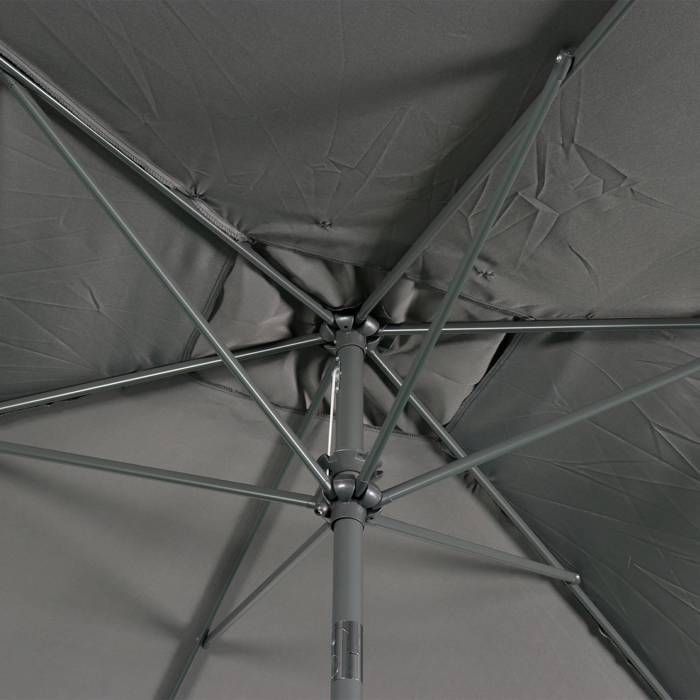 Ombrellone rettangolare dritto 2x3 m - Touquet grigio - palo centrale in alluminio regolabile e manovella di apertura