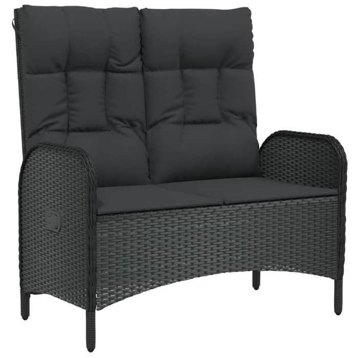 Banco de jardim reclinável vidaXL com almofadas, 107 cm, em rattan sintético preto, modelo 319894