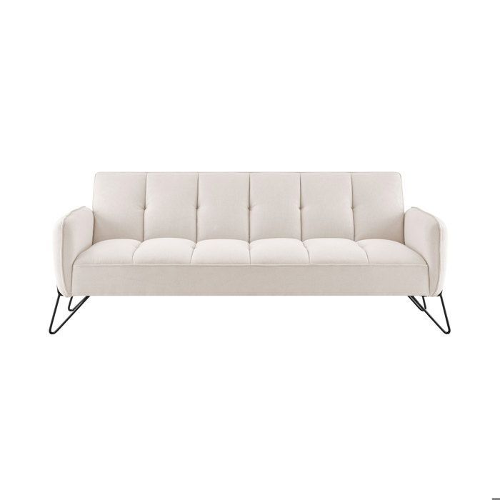 VINTEX 3-seater click-clack sofa bed in beige microfiber