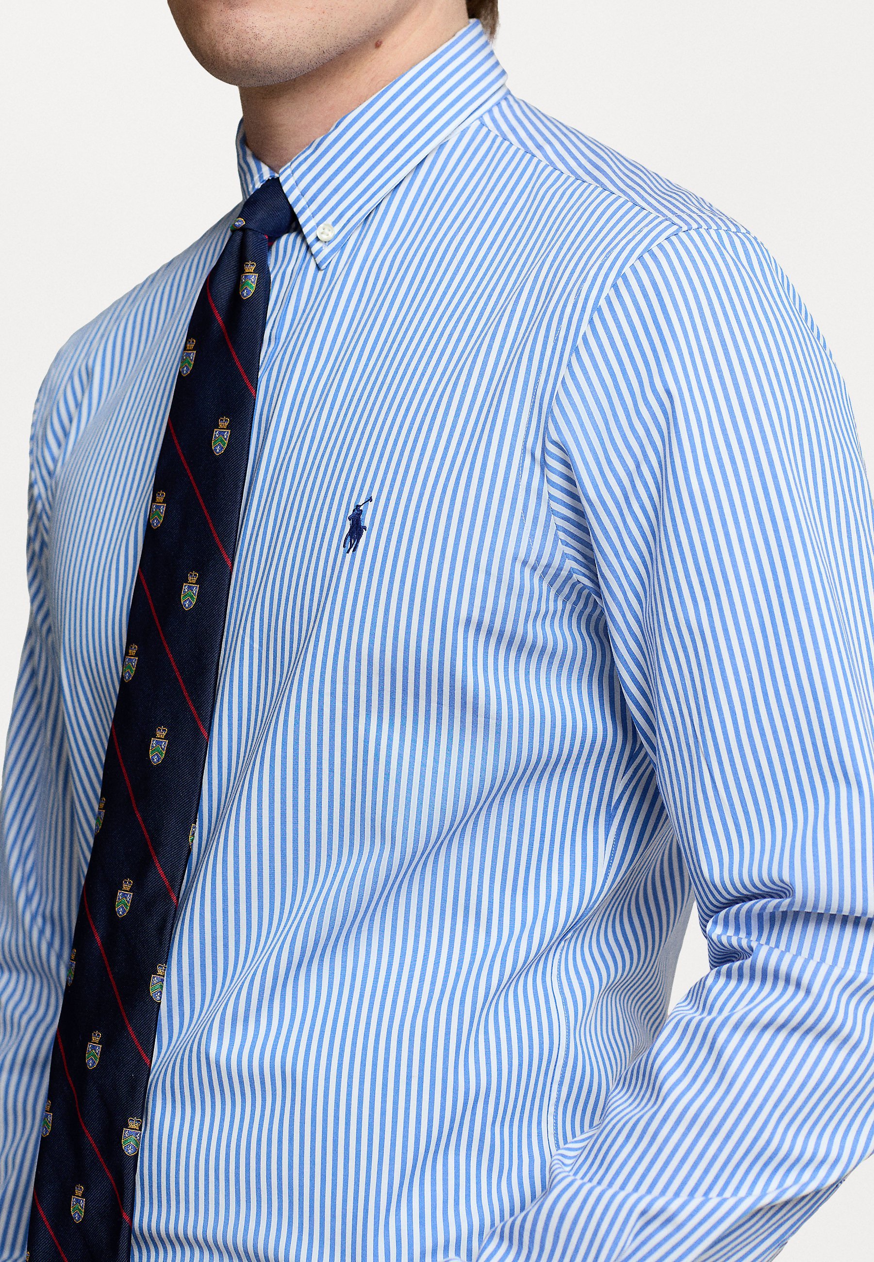 Camicia Polo Ralph Lauren slim fit a righe in popeline elasticizzato - Camicia - azzurro/bianco