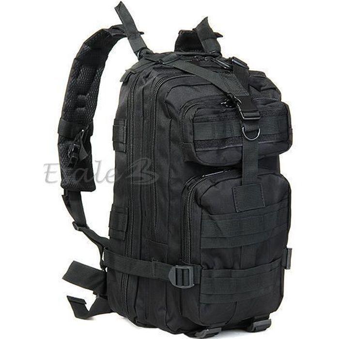 Mochila militar - Ejército - Impermeable - 20-35L - Nylon de alta densidad - Negra