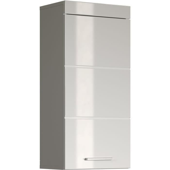 Bathroom cabinet, tall storage unit - 1 door - White - W 37 x D 23 x H 77 cm - AMANDA