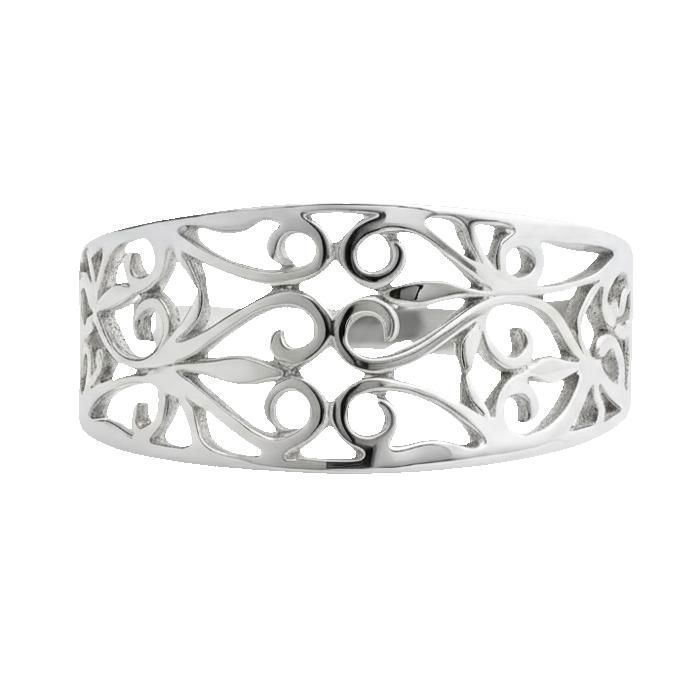 Anillo de plata de ley 925 para mujer: elegante y atemporal, con diseño calado y motivos vegetales. Joyería delicada y refinada.