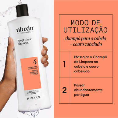 Nioxin Professionals Schampo Hårbotten 4 Färgat Torrt Skadat Hår Presentset 4 Schampo för Skadat Hår 1000 ml 1000 ml
