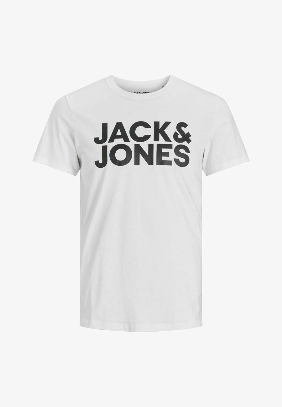 Jack & Jones JJECORP LOGO T-shirt met ronde hals - T-shirt met print - witte print, grote print/zwart
