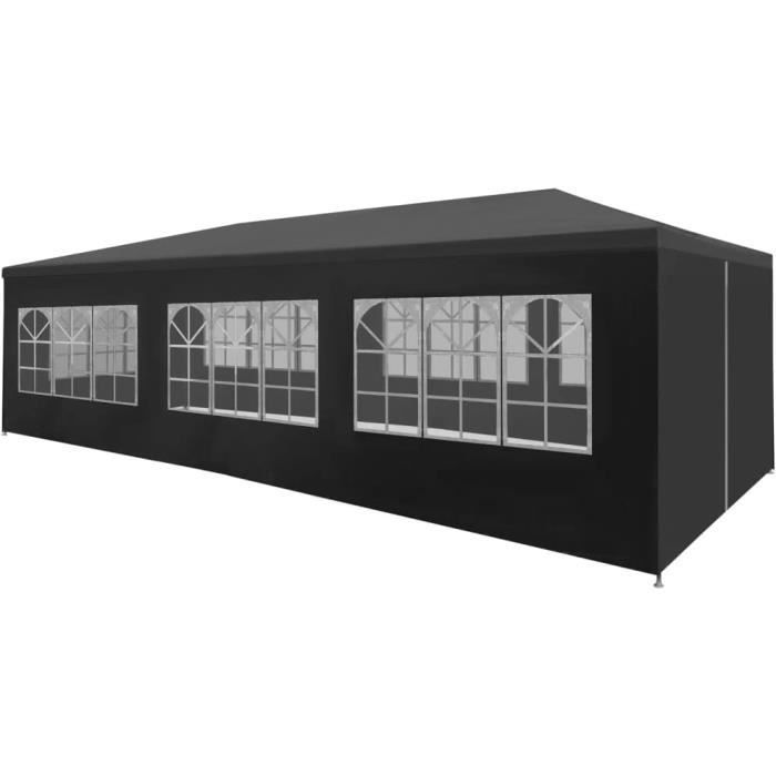Carpa de recepción 3x9 m Antracita Terraza Jardín Patio Pabellón Cenador[334]