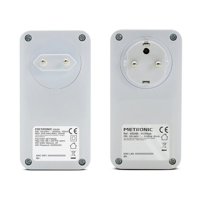 Prise CPL Duo Wi-Fi 600 Mb/s avec prise gigogne - blanc