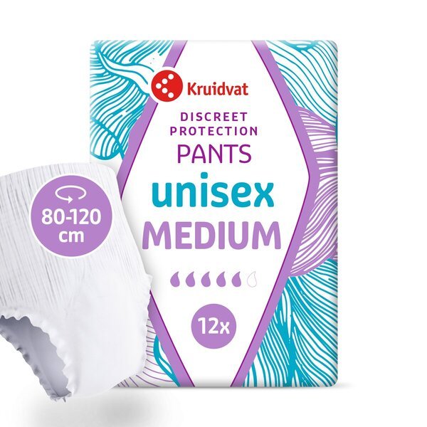 Kruidvat Diskretne Zaštitne Unisex Gaćice za Inkontinenciju Srednje Bijele, Veličina M, 12 komada