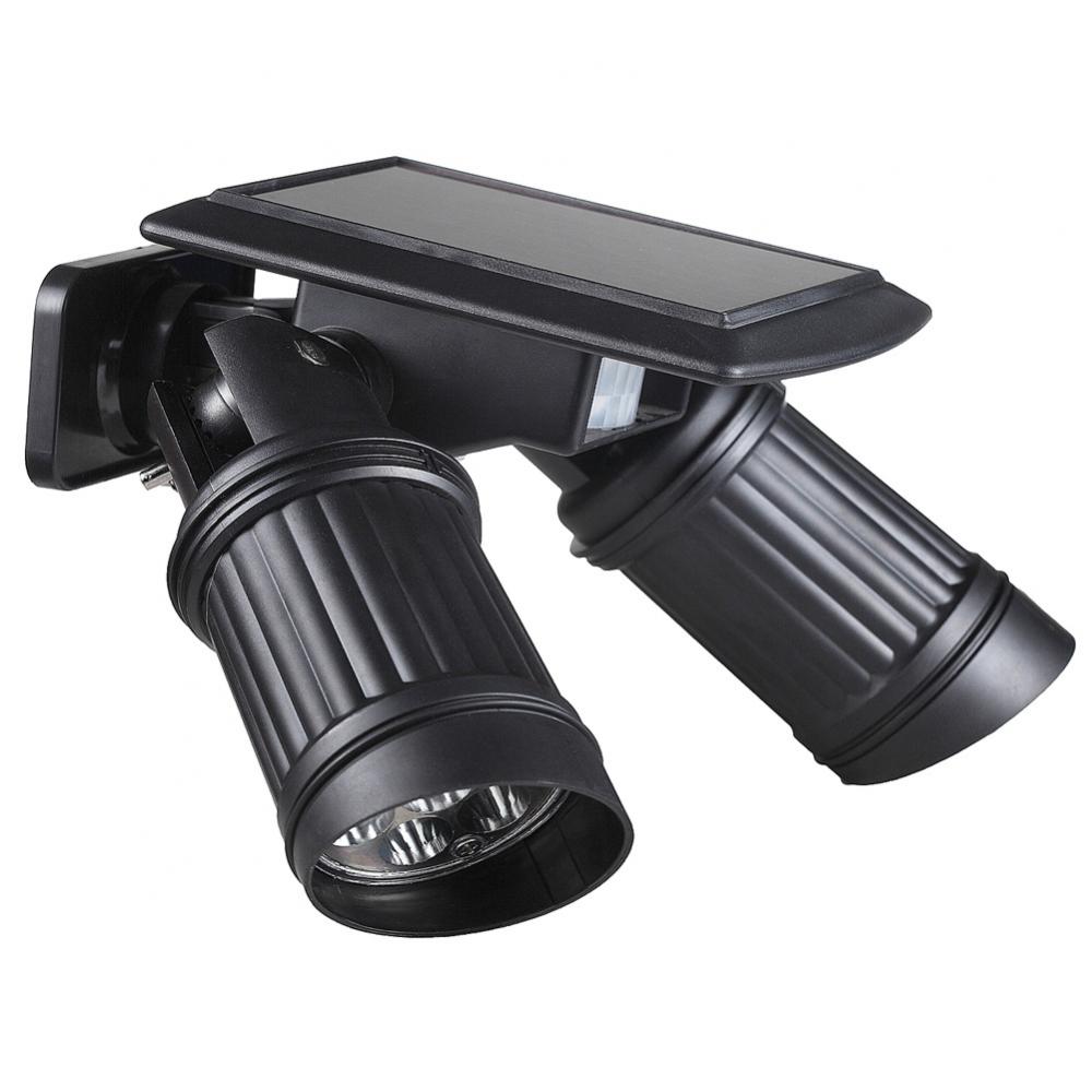 Projecteur solaire à induction double tête 14 LED pour éclairage extérieur de jardin ou garage