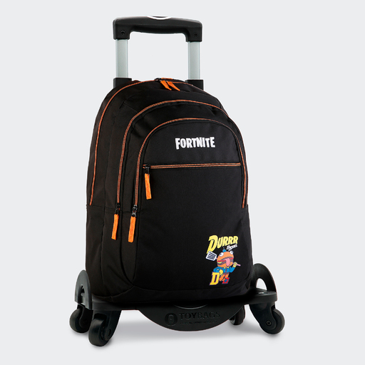  Fortnite Durrr skolerygsæk med dobbelt rum + Toybags-vogn med 4 roterende hjul
