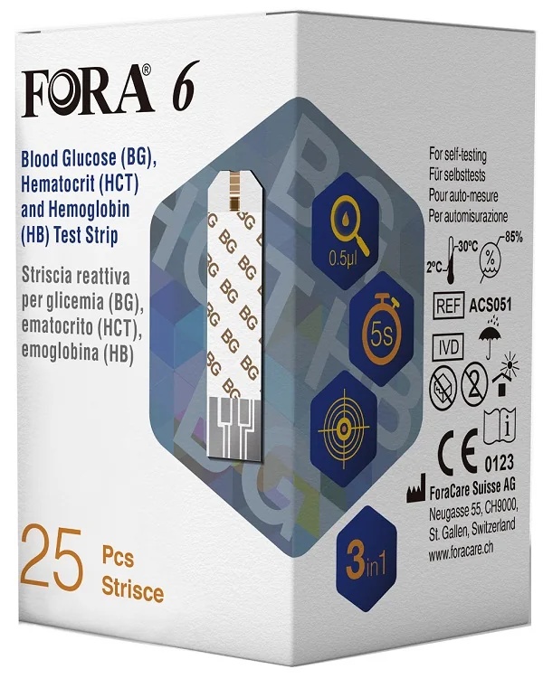 Tiras reactivas Fora Connect 3 en 1, 25 unidades
