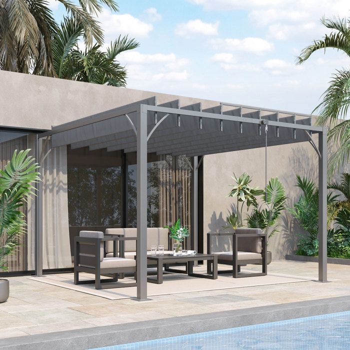 Pérgola bioclimática Outsunny - 3x3 m, lamas ajustables, estilo contemporáneo, protección UV 50+ - aluminio - gris