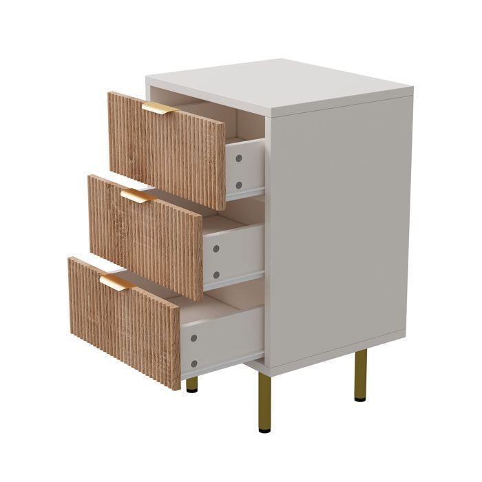 Table de chevet lot 2, Commode 3 Tiroirs, Meuble Rangement, Meuble Chambre Bureau Salon Cuisine, 40x40x65cm, Multicolore