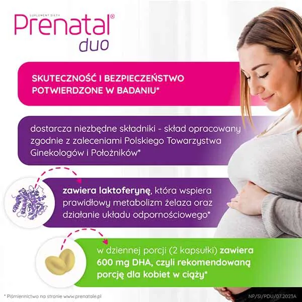Prenatal Duo, Suplement diety dla kobiet od 13. tygodnia ciąży do końca karmienia piersią, Kapsułki twarde + kapsułki żelatynowe