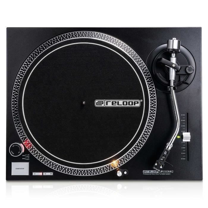 Reloop RP-2000 MK2, Direct drive DJ turntable, 33 1-3,45, -8 - 8%, 0,15%, 50 dB, 1 kilogramme par centimètre
