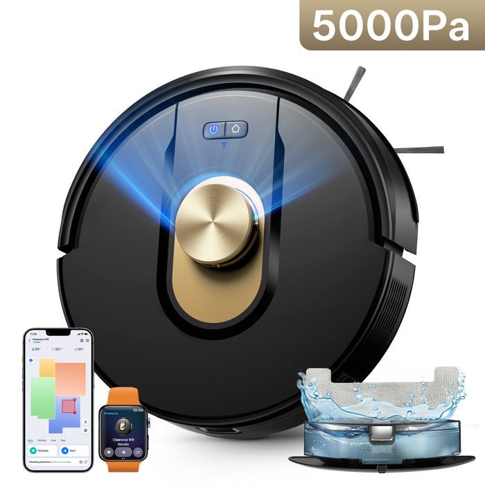 Vactidy Cleanova W9 - Robotstofzuiger - 5000 Pa - 180 min autonomie - LDS-navigatie - iWatch/Alexa/Google Home/IFTTT/APP