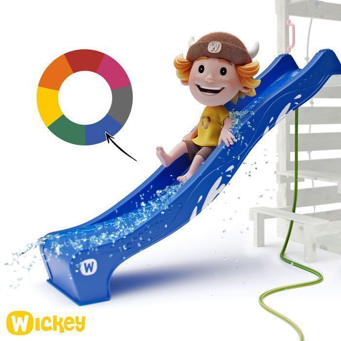 WICKEY MultiFlyer wooden play area with wooden roof, double swing and 220 cm slide, pastel green – 10-year guarantee*