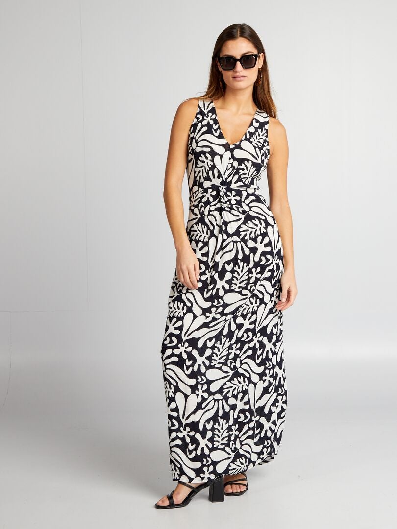 Vestido largo con detalles trenzados - AZUL