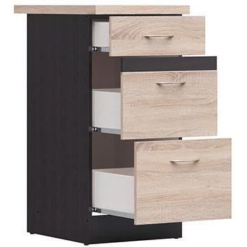 Mueble bajo de cocina JUNONA de 40 cm - 3 cajones - Encimera - Roble Sonoma