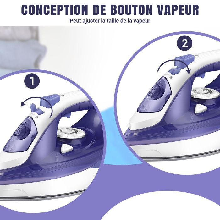 Steam generator iron, 350 ml water tank, 150 g steam boost, 40 g continuous steam, 1.95 m cord, 2400 W, blue