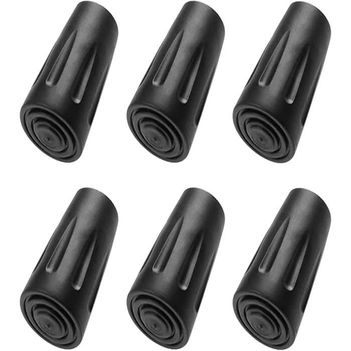 6 piezas de puntas de goma para bastones de marcha nórdica, protectores para bastones de trekking, tapas para bastones de senderismo para asfalto (negro)