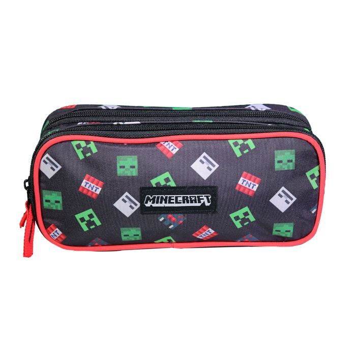 BAGTROTTER 2-Compartment Minecraft Pencil Case - Black