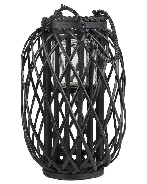 Lampion dekoracyjny latarnia drewno czarny