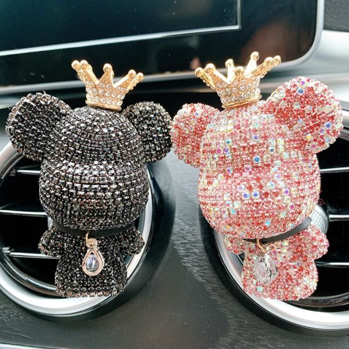 Ambientador - OMABETA - Decoración para el interior del coche - Aroma - Diamantes de imitación - Oso negro