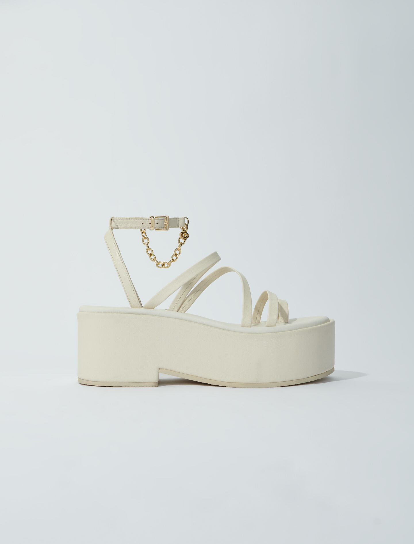 Leren sleehak sandalen - Raw