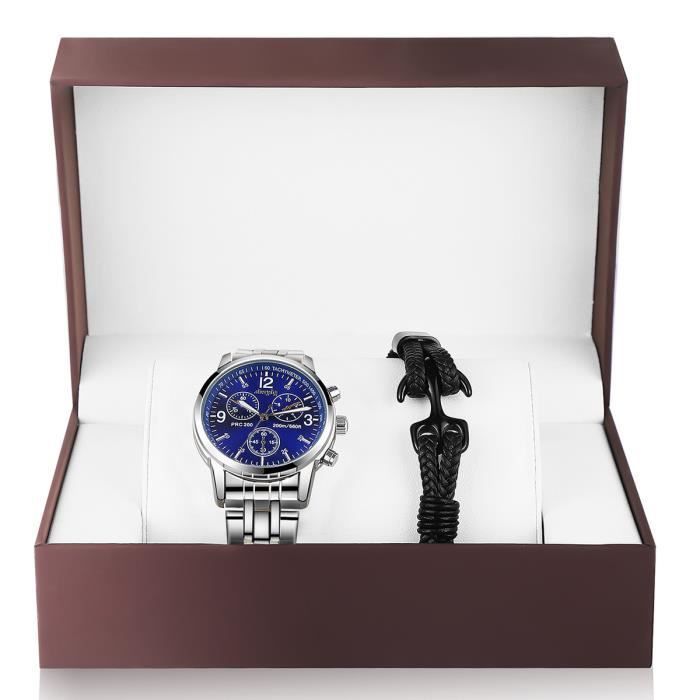 Reloj y pulsera SHARPHY para hombre - Pulsera de acero inoxidable, resistente al agua, movimiento de cuarzo, color azul (modelo 2020)