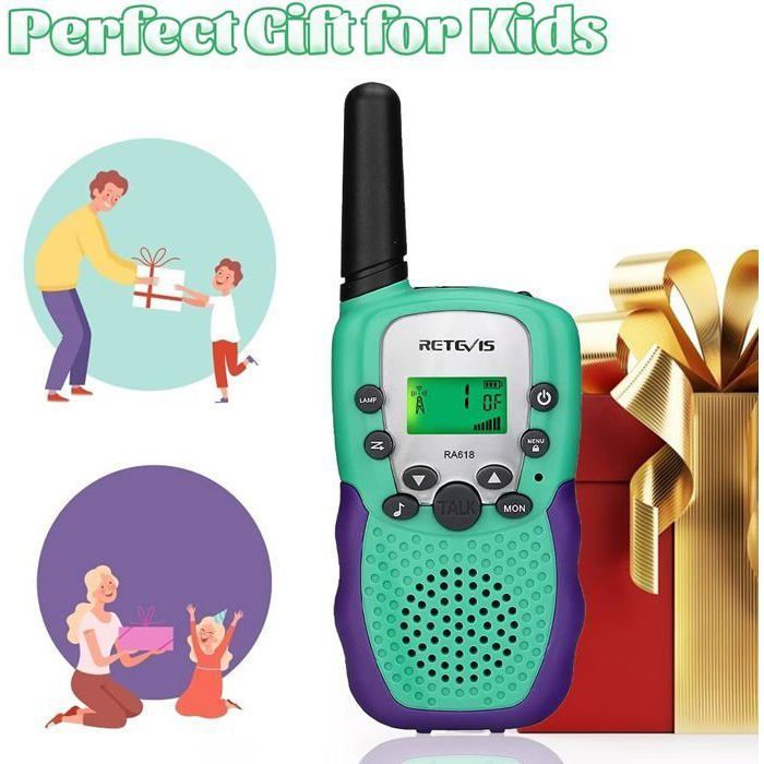 Retevis RA618 Talkie Walkie Enfants, Cadeaux Jouets pour 3-12 Ans, 8 Canaux VOX Lampe de Poche, Cadeaux de Pâques pour