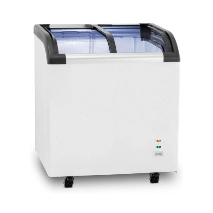 180L chest freezer - curved glass - -18°C - sliding door - interior LED lighting - 2 baskets - 230V