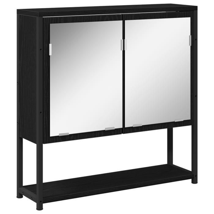 Conjunto de muebles de baño - Roble negro - 3 piezas - Madera de ingeniería - Elegancia chic