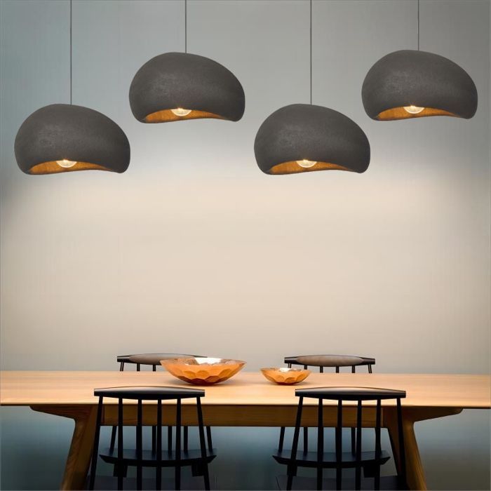 WOTTES Suspension Luminaire Moderne Créatif Noir, Lustre Design Métal Vintage E27 Lampe 1pcs Ø30cm pour Cuisine Salle à Manger