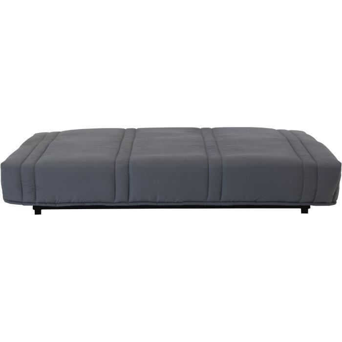 Sofá cama de 3 plazas con sistema clic-clac - color antracita - Estilo contemporáneo - Ancho 193 x Profundidad 92 cm - LENA